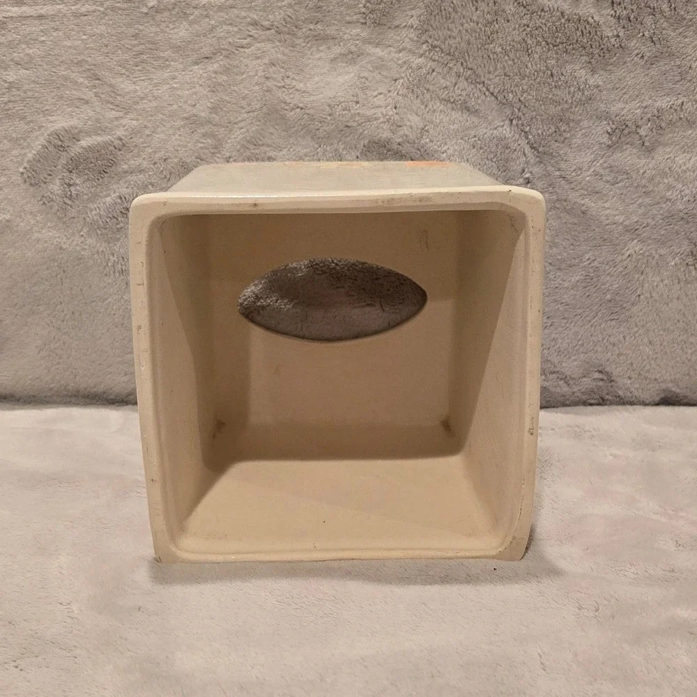 Vintage Floral Ceramic Tissue Box Cover Square Boutique Cream Peach Lavender